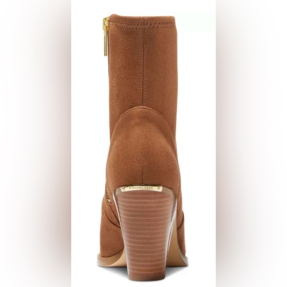 Michael Kors Dover brown stretch faux vegan suede studded booties boots 8.5 - Picture 4 of 9